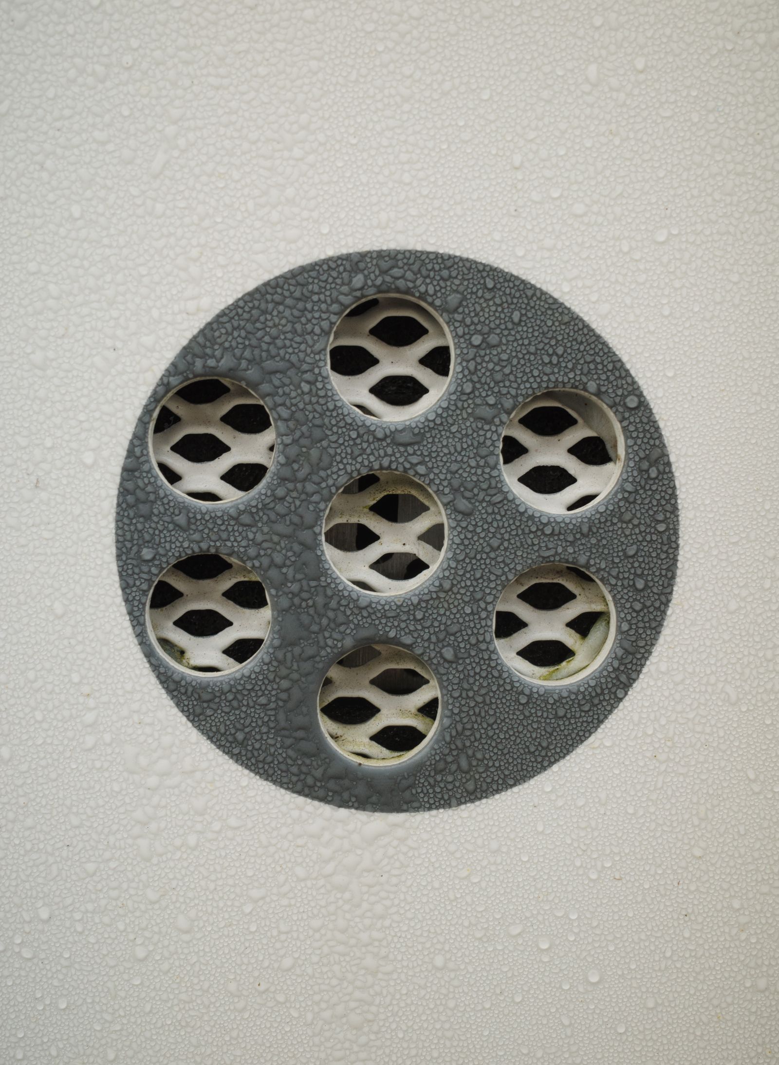 Close-up of a bathroom drain